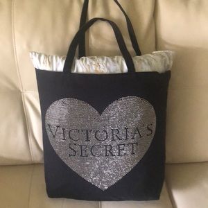 Victoria’s Secret Black w/studded heart tote